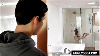 stepBrother perving out on stepsister in the shower
